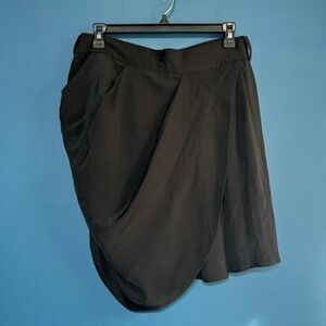 Madison Marcus Silk Draped Mini Skirt Women's Size Medium Black Wrap‎ Classic